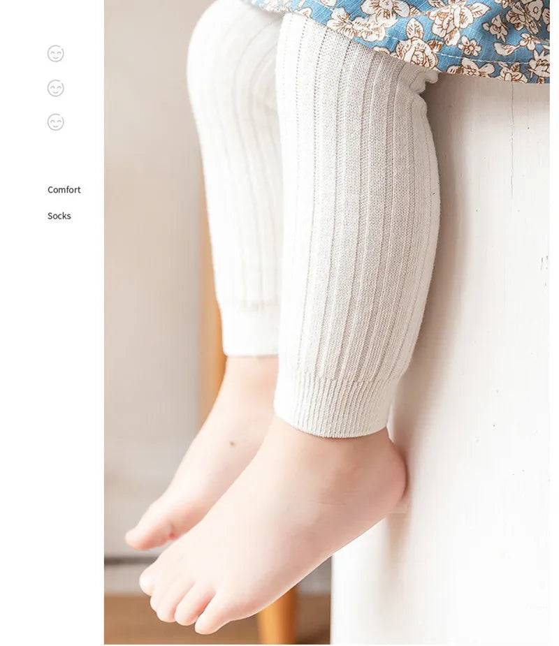 Autumn Baby Boys Girls Pants Newborn Kids Leggings Tights Solid Cotton Stretch Kids Children Knitting Trousers For 0-6 Years