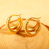 Luxury Shiny Zircon Hoop Earrings for Women Trendy Golden Stainless Steel Wed Ear Geometric Circle Earring Jewelry Pendientes