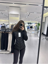 ETJ 2025 new  women's elegant fashion patchwork long sleeve standing collar hooded cotton jacket sport coat 8073227