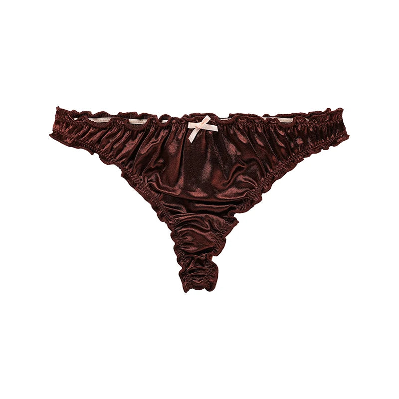 1Pcs/7Pcs Hot Sale Ladies Frill Trim Satin Ice Silk Seamless No Show Underwear Invisible Briefs Tanga Bragas Women's Panties