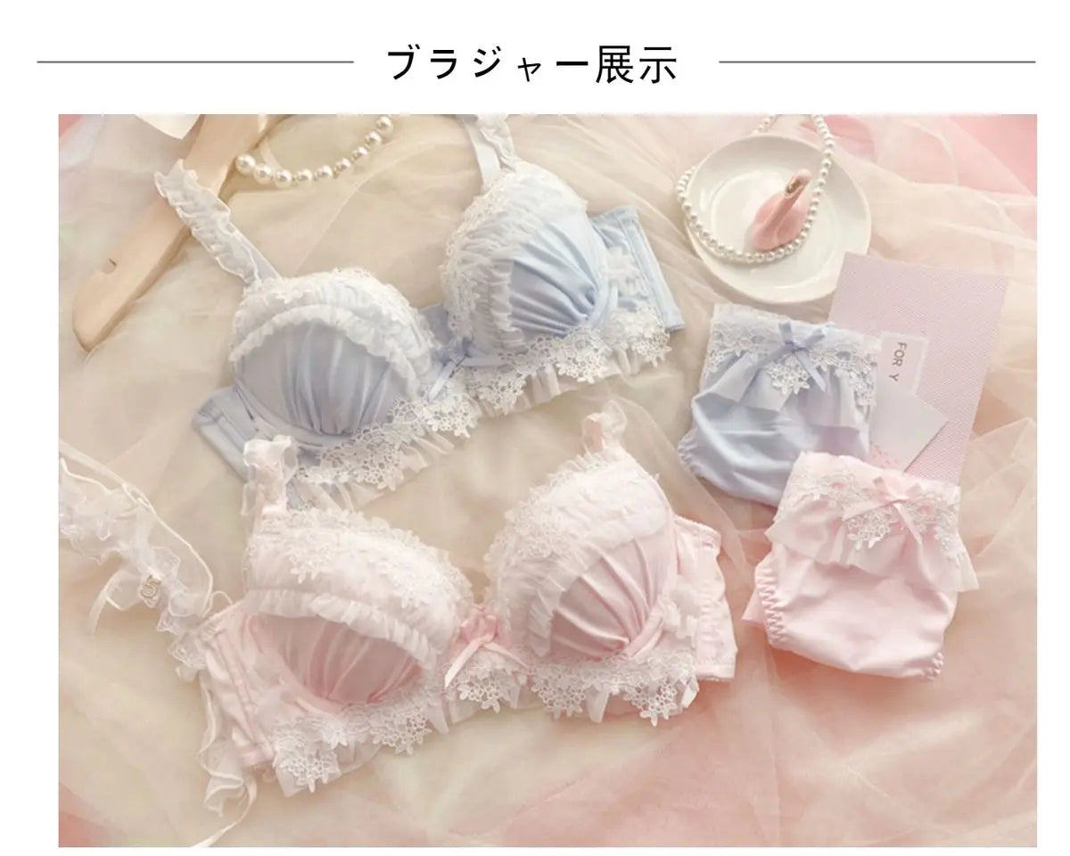 Teen Favorite! MOYISU Japanese Sweet Lolita Bra Set G Cup Heavy Steel Ring Support Heavy Lace Thin Cup Pure Sexy Large Bust CA