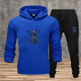 New Men's Printed Hooded Sweatshirt Set Soft Fabric Casual Streetwear Fitness Jogging Sportswear 2-Piece Outfit Comfortable