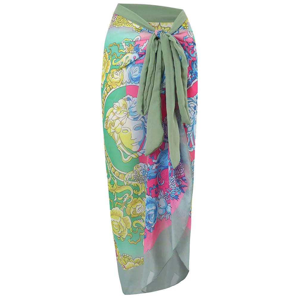 2026 New Sexy Print Retro Swimwear Beach Dress Cover Up Long Skirts Skirt Party Outfits Swimsuit Beachwear