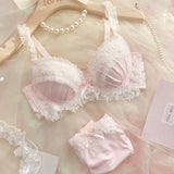 Teen Favorite! MOYISU Japanese Sweet Lolita Bra Set G Cup Heavy Steel Ring Support Heavy Lace Thin Cup Pure Sexy Large Bust CA
