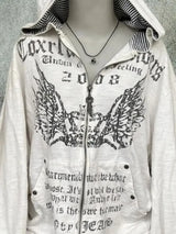 Gohic Vintage Sweatshirts Women's Jackets White Print Tunic Hooded Y2k Coat Streetwear Fashion Casual Hoodies Tops Ropa Mujer