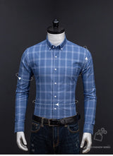 New In Shirt Oversize Long-Sleeve 100%Cotton Shirts for Men Slim Fit Formal Plain Shirt Plaid Casual Tops Designer Black Clothes
