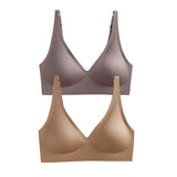 2Pcs/Set Seamless Bras For Women Wireless Underwear Push Up Bralette Soft Padded Deep V Sexy Lingerie Sleepwear Intimates S-3XL