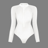 2026 Surfing Sport Swimsuit Long Sleeves Women One Piece Swimsuit  Swimwear Solid Monokini Bathing Suit Tropical Bodysuit Female