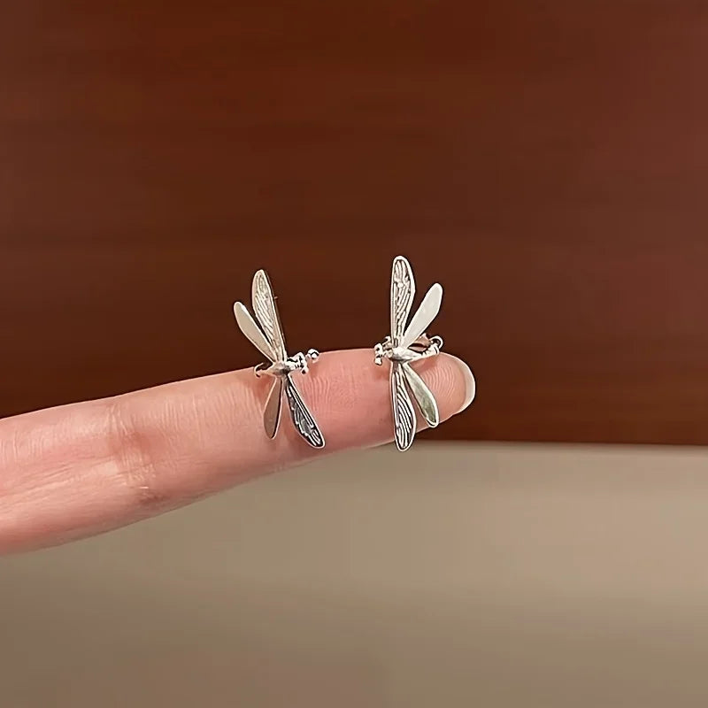 Statement Silver Color Dragonfly Clip Earrings No Piercing Ear Cuff Fairy Insect Ear Wrap Aesthetic Party Festival Accessories for Women