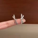 Statement Silver Color Dragonfly Clip Earrings No Piercing Ear Cuff Fairy Insect Ear Wrap Aesthetic Party Festival Accessories for Women
