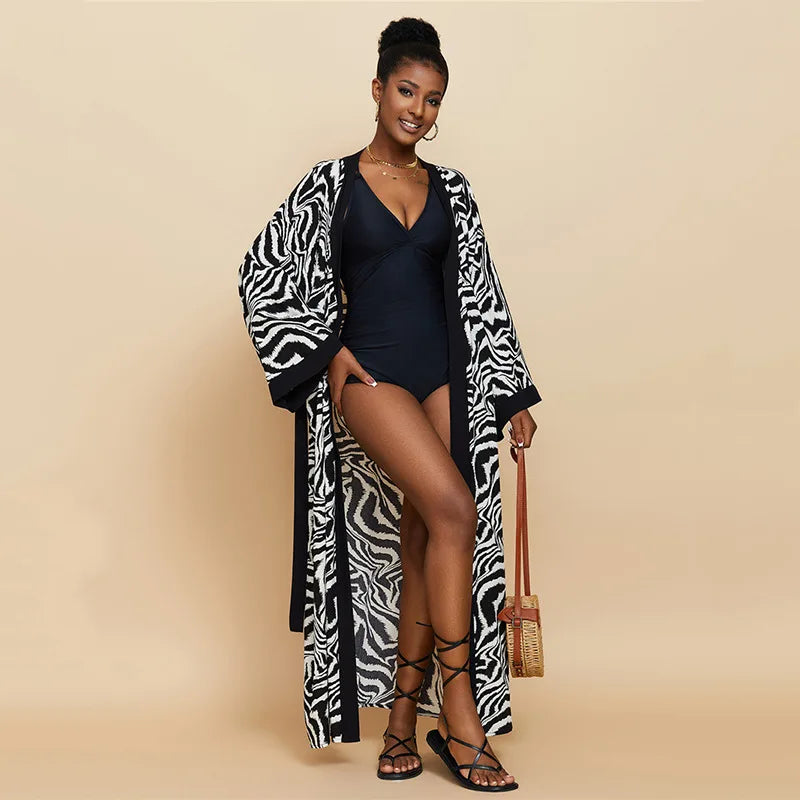 2026 Women Swimsuit Beach Cover Up Dress Sleeve Kaftan Beach Tunic Long Pareos Bikinis Cover Ups Summer Robe Plage Beachwear
