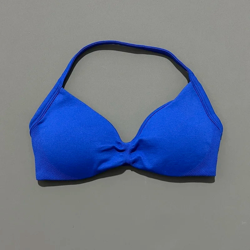 HISTELLO Impact Strappy Bra Women Seamless Gym Underwear High Support Halter Sexy Sports Clothing Push-up Yoga Workout Tank Top