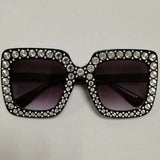 Diamond Oversized Sunglasses Big Square Frame Sunglasses UV400 Crystal Eyewear Retro Rhinestone Frames Eyeglasses