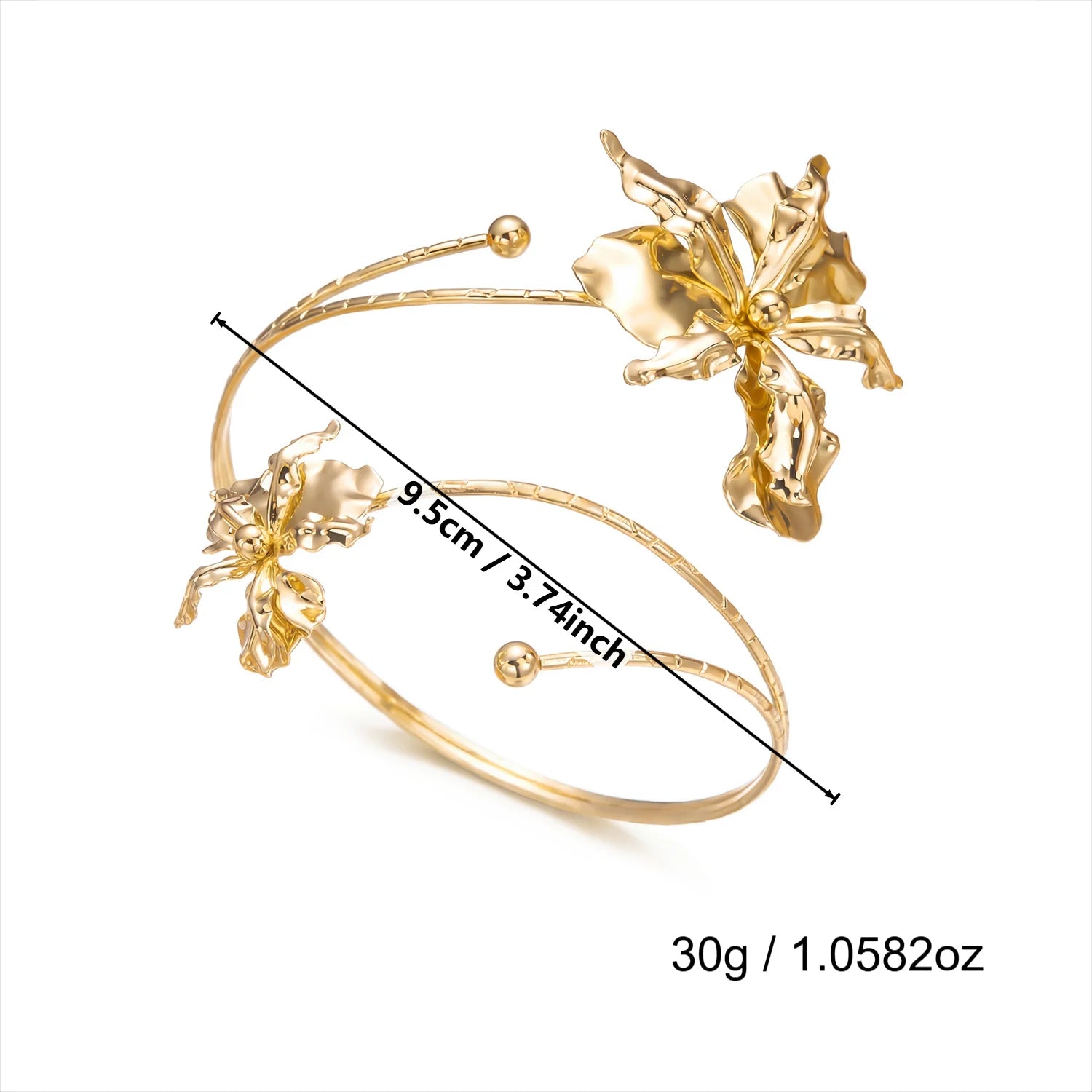 Bohemian Enamel Flower Cuff Bracelets for Women Fashion Gold Color Floral Upper Arm Open Bangle Beach Party Jewelry Gift