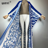 WINYI Africa Bohemia Print Kimonos Loose Dresses for Woman Cardigans Beach Outfits Kaftan Beach Cover Up Evening Dress Maxi Coat
