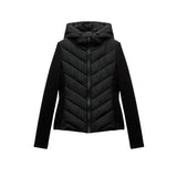 ETJ 2025 new  women's elegant fashion patchwork long sleeve standing collar hooded cotton jacket sport coat 8073227