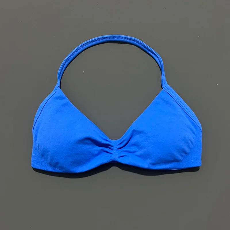 HISTELLO Impact Strappy Bra Women Seamless Gym Underwear High Support Halter Sexy Sports Clothing Push-up Yoga Workout Tank Top