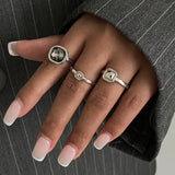 Minimalist Acrylic Rhinestone Open Ring for Women Korean Fashion Geometry Adjustable Knuckle Ring Party Jewelry Lady Gifts