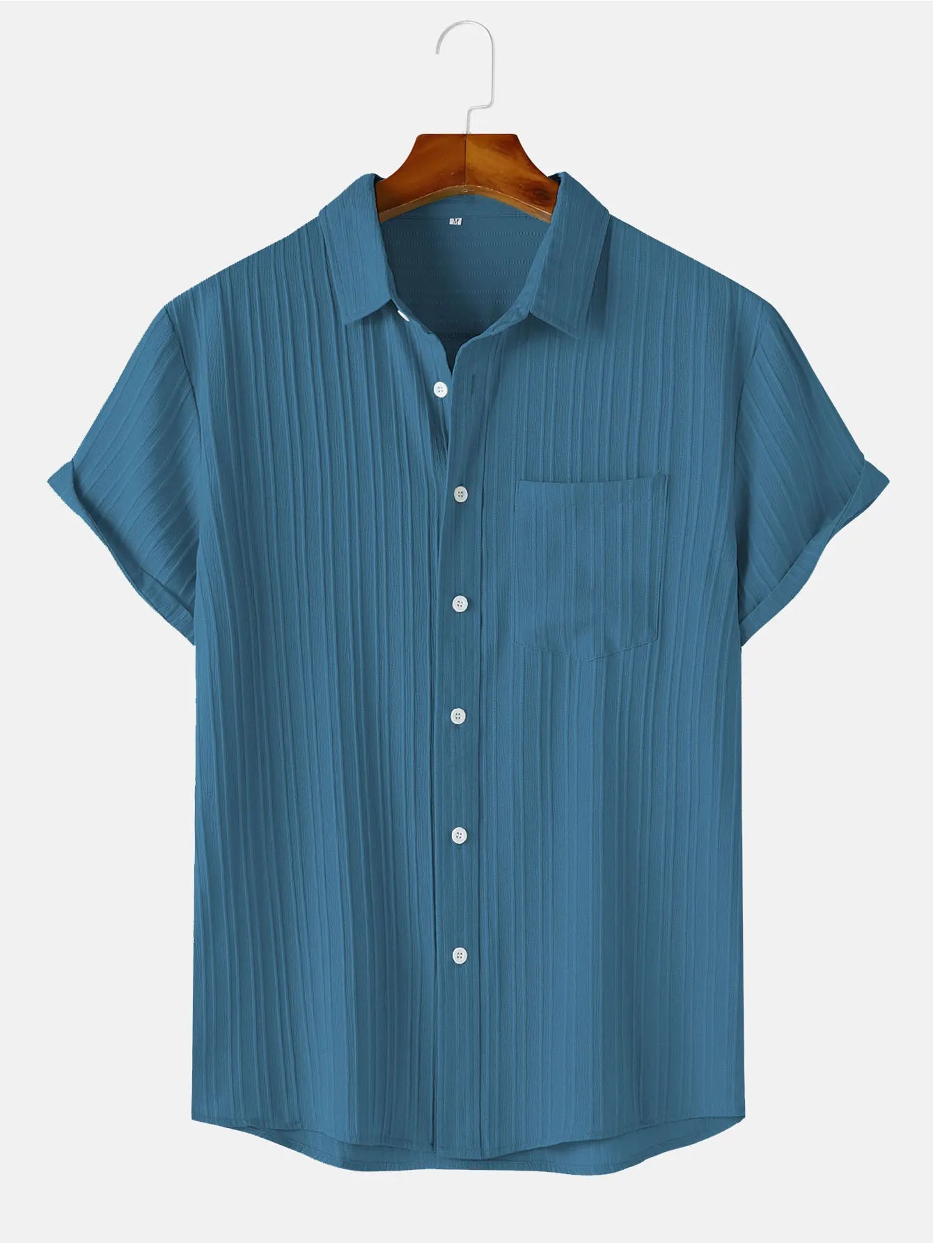 Men's  Comfortable Shirt Summer Beach Men's Shirt   Men's Short Sleeve Shirts  Solid Color Casual Short Sleeve Shirt