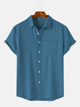 Men's  Comfortable Shirt Summer Beach Men's Shirt   Men's Short Sleeve Shirts  Solid Color Casual Short Sleeve Shirt