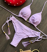 2025 New Sexy Triangle Bathing Suit for Women Brazilian Bikinis Halter Swimwear Push Up Swimsuit Metal Chain Beach Bikini Set