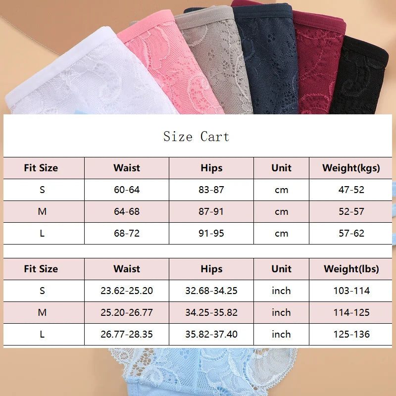 3PC/Set Women's Sexy Floral Lace Panties Low Rise Hollow Out Briefs Transparent Underwear Female Elastic Straps Soft Lingerie