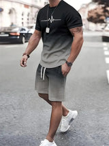 2024 New Summer Street Men's Suit Sportswear Men's Oversized Clothing 3D Print T-Shirt Shorts Men's Simple Clothing Fashion Suit
