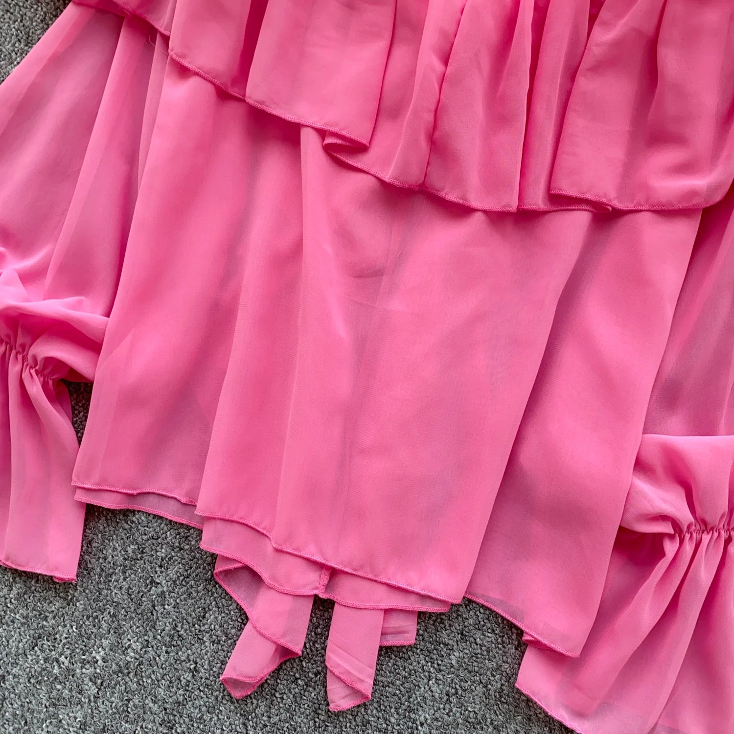SINGREINY Chic Ruffles Splice Chiffon Blouse V Neck Flared Sleeve Loose Tops 2025 Fashion Solid Fairycore Vacation Women Shirt