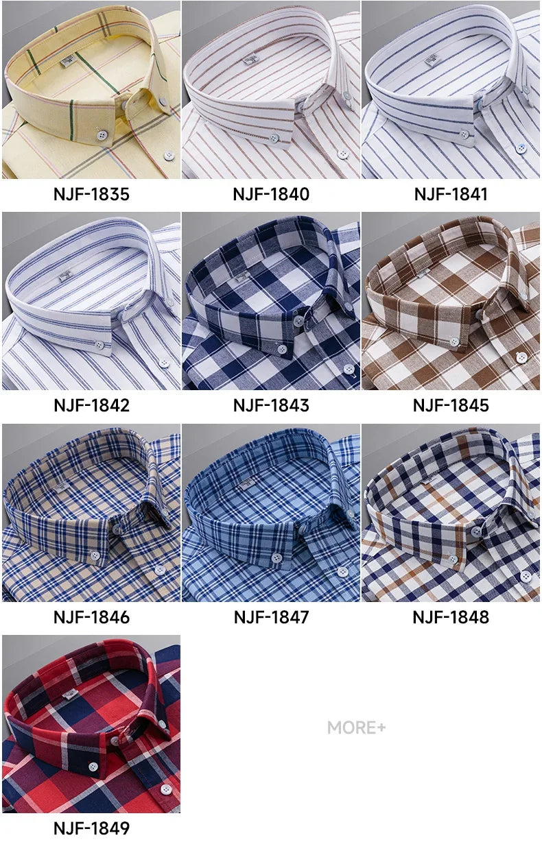 New In Shirt Oversize Long-Sleeve 100%Cotton Shirts for Men Slim Fit Formal Plain Shirt Plaid Casual Tops Designer Black Clothes