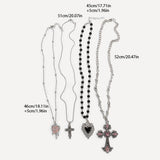 Y2K Sweet Cool Girl Personalized Creative Cross Love Pendant Necklace, Suitable for Daily Wearing