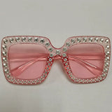 Diamond Oversized Sunglasses Big Square Frame Sunglasses UV400 Crystal Eyewear Retro Rhinestone Frames Eyeglasses