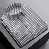 New In Shirt Oversize Long-Sleeve 100%Cotton Shirts for Men Slim Fit Formal Plain Shirt Plaid Casual Tops Designer Black Clothes