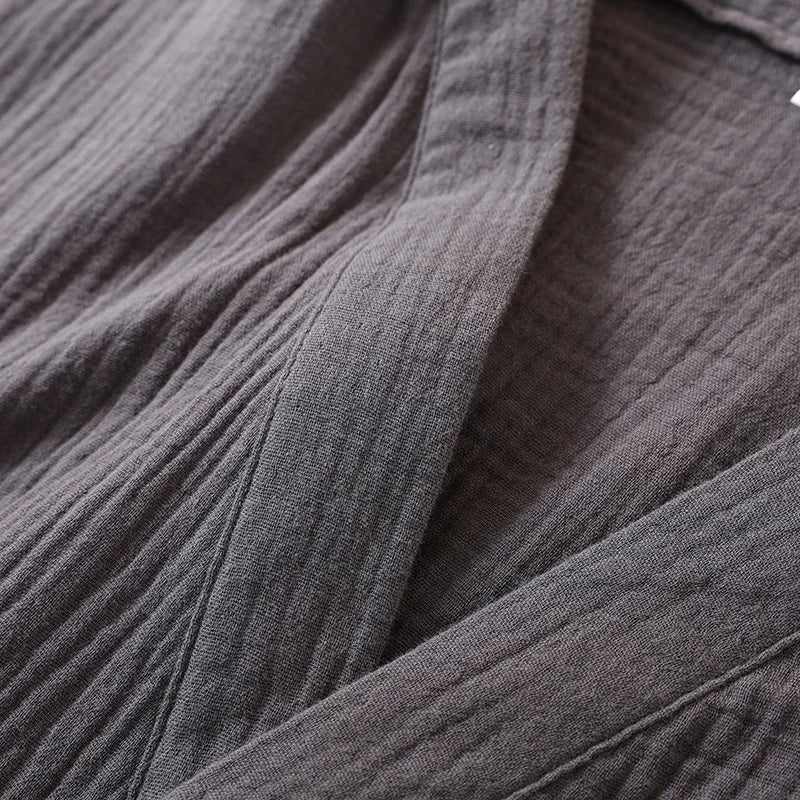 Kimono Robes for Men's and Women's Sleepwear Cotton Yarn Bathrobe Tied Cardigan Thin Home Clothes Couple's Robes
