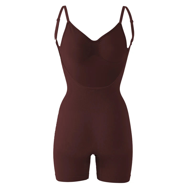 Flarixa Women's Low Back Seamless Bodysuit Tummy Control Hip Lifter Full Body Shaper Backless Shapewear Jumpsuit Slim Corset