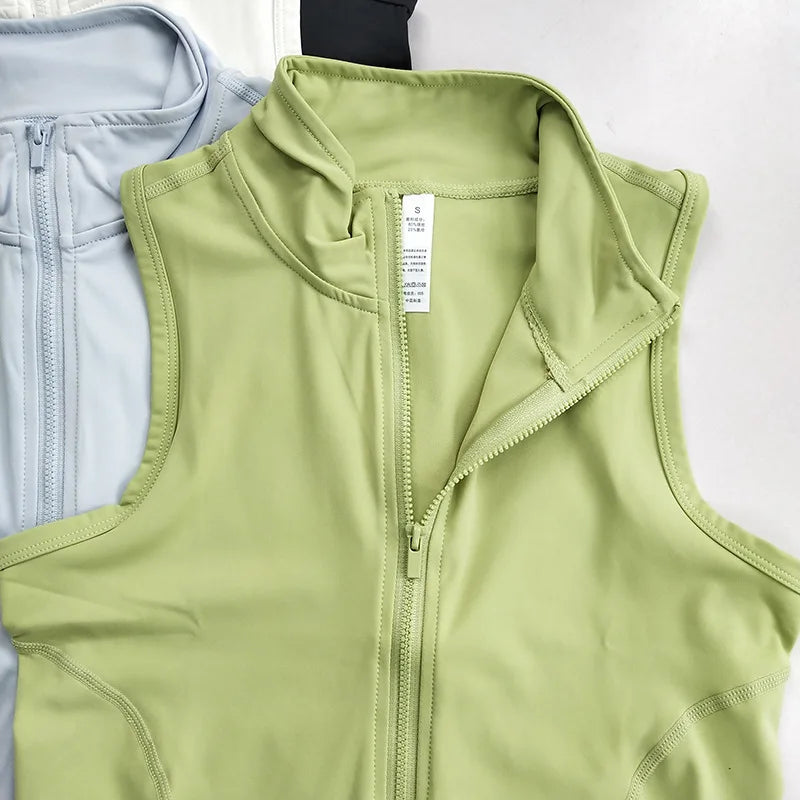 Zip Up Training Vest, Sleeveless Quick Dry Top for Gym, Running & Yoga, Casual Outer Wear