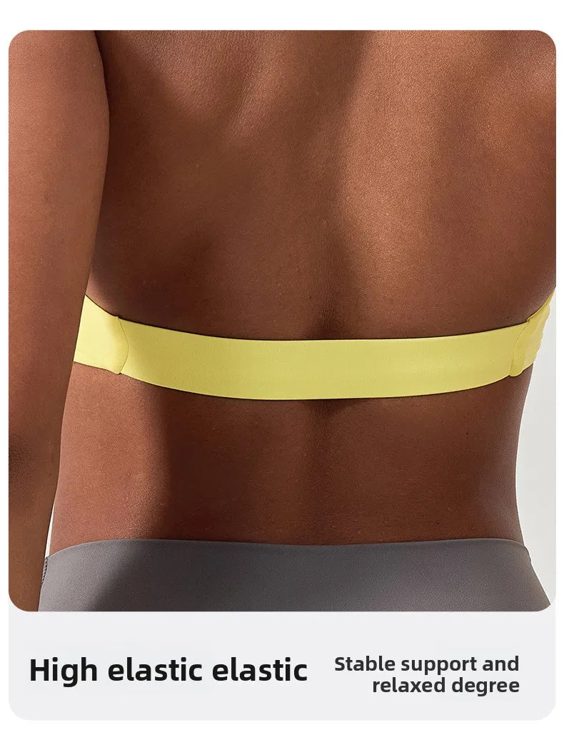 YOGA Naked Feeling Strappy Padded Sports Bras for Women - Fitness Workout Top Criss Cross Back Yoga sports Bras No steel ring