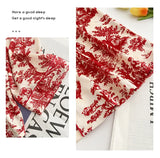 Fashion Print Flower 2PCS Pajamas Set Women Sleepwear Spring Summer Trouser Suits Lounge Wear Loose Satin Homewear Pijamas Suit