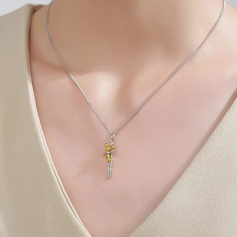 2025 Two-Tones Hug Necklace Detachable Mother And Child Pendant DIY Love Jewelry for Family Special Occasions