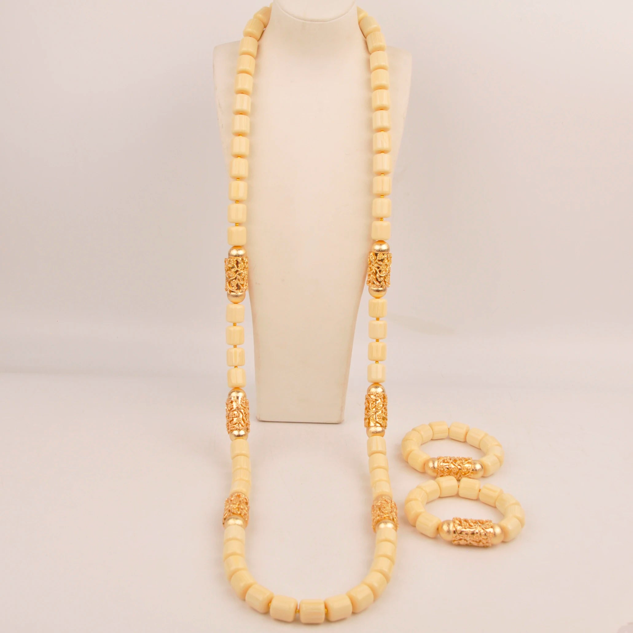 32inches 2Layers orange artifinal nigerian coral bead jewelry set wedding