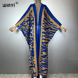 WINYI Africa Bohemia Print Kimonos Loose Dresses for Woman Cardigans Beach Outfits Kaftan Beach Cover Up Evening Dress Maxi Coat