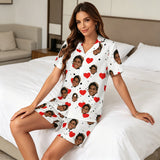 Custom Women's Summer Face Sleepwear Loungewear Custom Women's Short Sleeve Sleepwear Set Personalized Face Pajamas Cool Summe