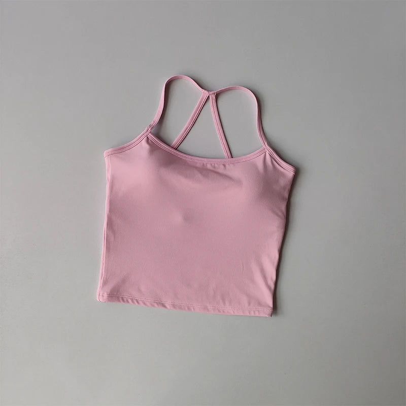 Seamless Nude Sports Bra Scrunch Push-up High Support Adjustable Thin Shoulder Strap Yoga Tank Top Women's Fitness Underwear Top