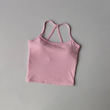 Seamless Nude Sports Bra Scrunch Push-up High Support Adjustable Thin Shoulder Strap Yoga Tank Top Women's Fitness Underwear Top