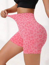 Sport Leopard Scrunch Butt Tummy Control Sports Biker Shorts Stretchy Shorts Women Boxer Shorts Summer