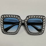 Diamond Oversized Sunglasses Big Square Frame Sunglasses UV400 Crystal Eyewear Retro Rhinestone Frames Eyeglasses
