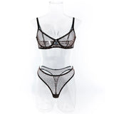 Toucheart 2-Piece Sexy Leopard Print Lingerie Set Bra Women Hollow Sexy Lingerie Thin Mesh Patchwork Print See-Through Sexy Set