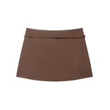 Women's Solid Color Skort with Belt Side Zipper Casual Shorts Skirts Fashionable And Stylish Women's Clothing