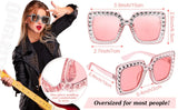 Diamond Oversized Sunglasses Big Square Frame Sunglasses UV400 Crystal Eyewear Retro Rhinestone Frames Eyeglasses