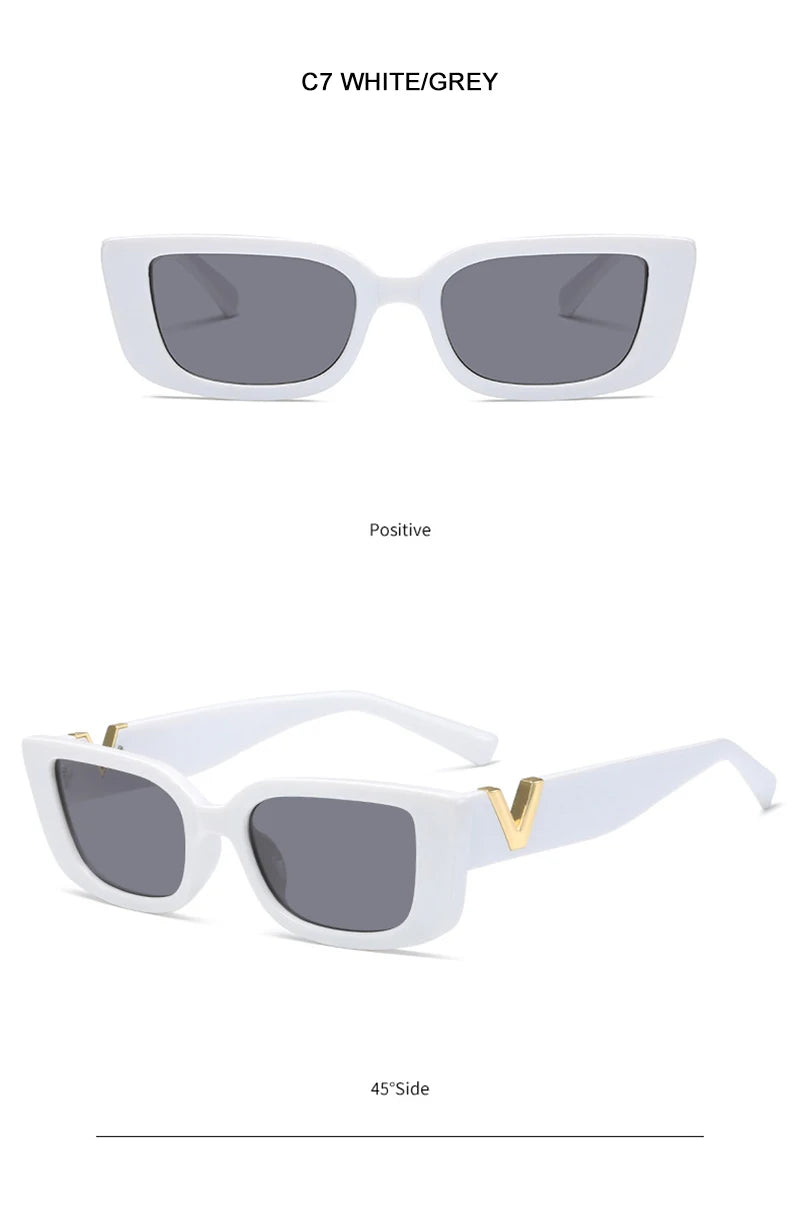 Fashion Cat Eye Sunglasses Luxury V Sun Glasses For Ladies Classic Rectangle Driving Eyewear UV400