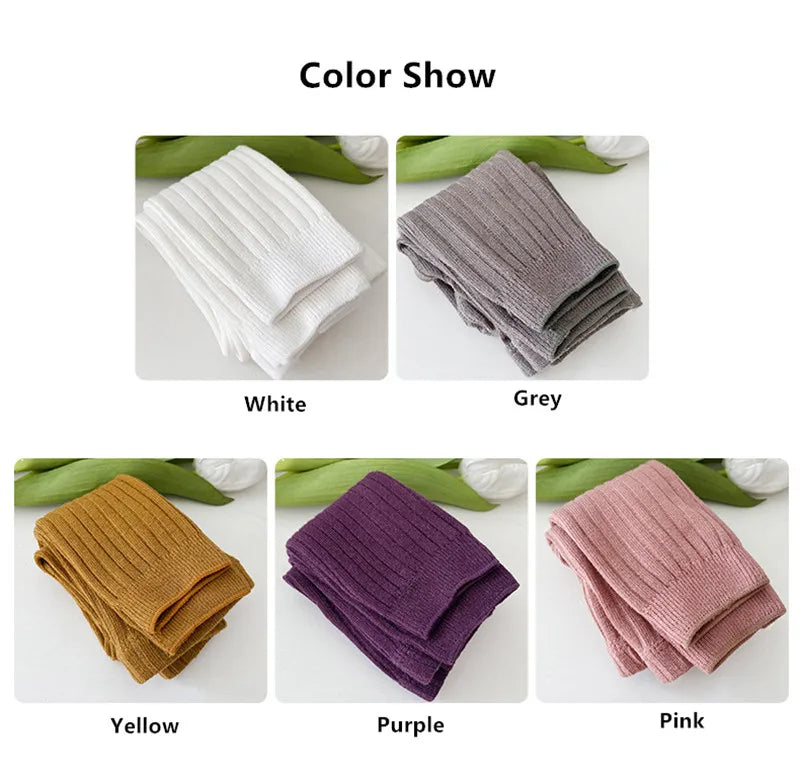 Autumn Baby Boys Girls Pants Newborn Kids Leggings Tights Solid Cotton Stretch Kids Children Knitting Trousers For 0-6 Years